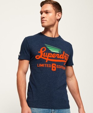 Superdry Limited Icarus Férfi Pólók Sötétkék | ZVQUY7132